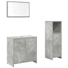 vidaXL 3 Piece Bathroom Furniture Set Concrete Grey Engineered Wood 2