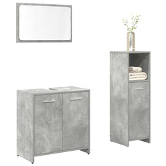 vidaXL 3 Piece Bathroom Furniture Set Concrete Grey Engineered Wood 1