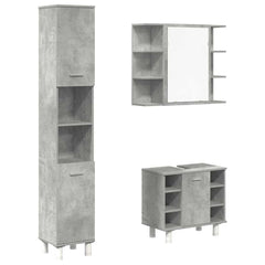 3 Piece Bathroom Furniture Set Engineered Wood Concrete grey