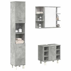 3 Piece Bathroom Furniture Set Engineered Wood Concrete grey