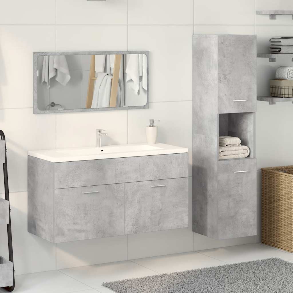 vidaXL 3 Piece Bathroom Furniture Set Concrete Grey Engineered Wood 3