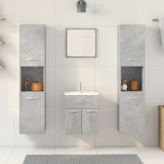 5 Piece Bathroom Furniture Set Engineered Wood 41 x 38.5 x 46 cm + 30 x 30 x 130 cm Concrete grey