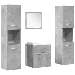 5 Piece Bathroom Furniture Set Engineered Wood 41 x 38.5 x 46 cm + 30 x 30 x 130 cm Concrete grey