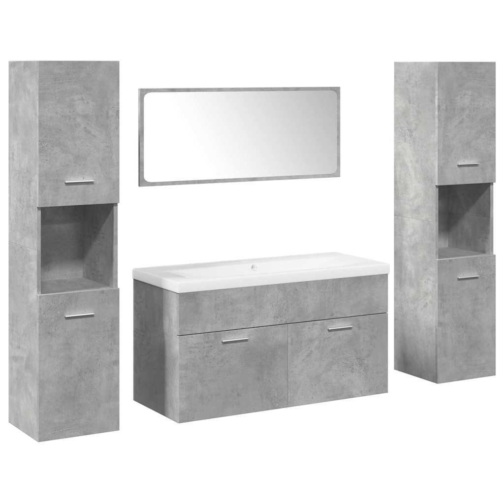 vidaXL 5 Piece Bathroom Furniture Set Concrete Grey Engineered Wood 2