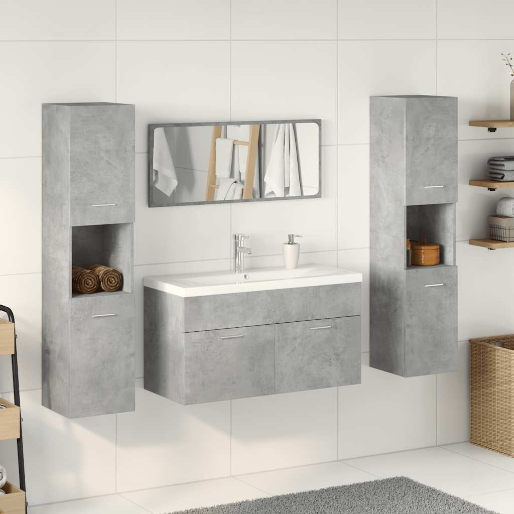 vidaXL 5 Piece Bathroom Furniture Set Concrete Grey Engineered Wood 1