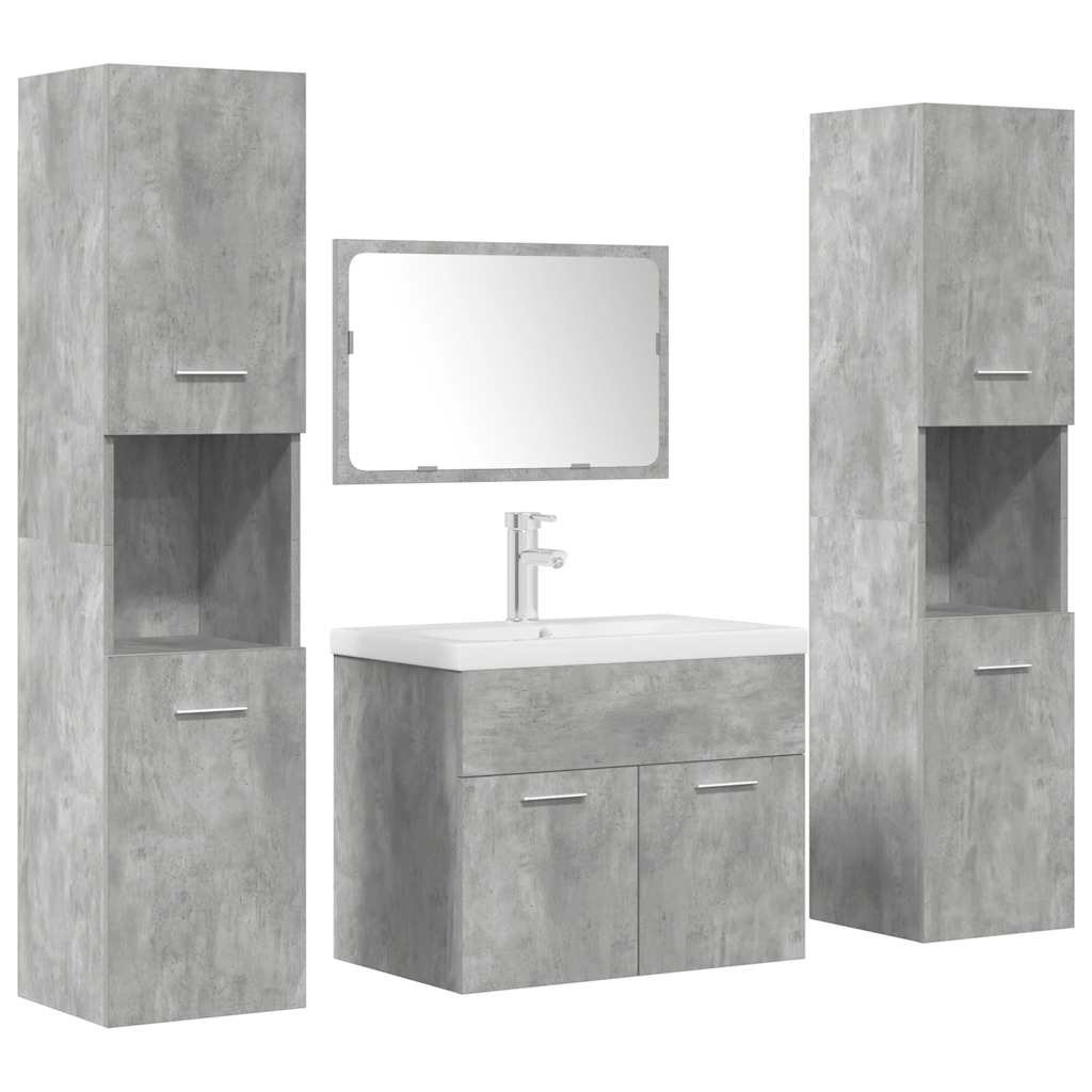 5 Piece Bathroom Furniture Set Engineered Wood Concrete Grey 60 cm