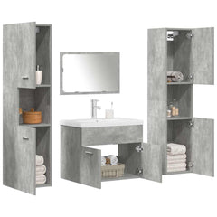 5 Piece Bathroom Furniture Set Engineered Wood Concrete Grey 60 cm