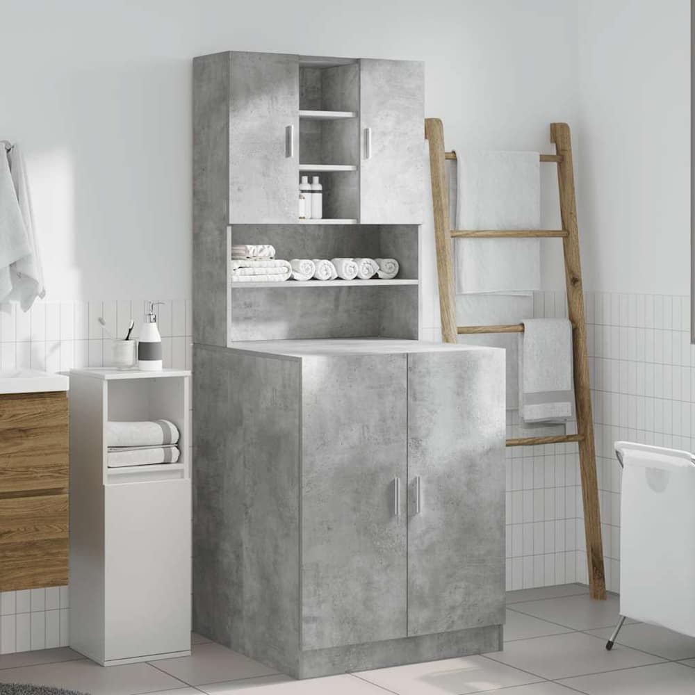 vidaXL Washing Machine Cabinets 2 pcs Concrete Grey Engineered wood 3
