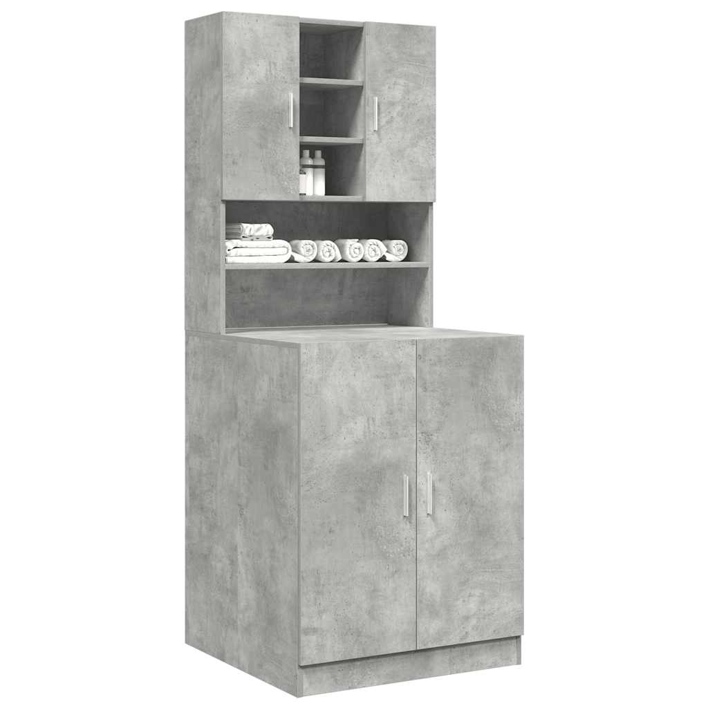vidaXL Washing Machine Cabinets 2 pcs Concrete Grey Engineered wood 1