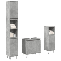 3 Piece Bathroom Furniture Set Engineered Wood Concrete grey