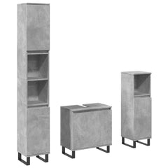 vidaXL 3 Piece Bathroom Furniture Set Concrete Grey Engineered Wood 2