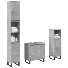 vidaXL 3 Piece Bathroom Furniture Set Concrete Grey Engineered Wood 1