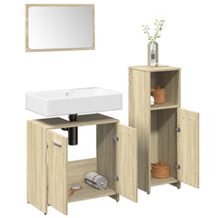 3 Piece Bathroom Furniture Set Engineered Wood Sonoma oak