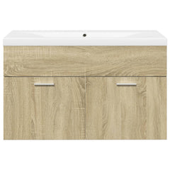 Sink Cabinet with Built-in Basin Engineered Wood 80 x 38.5 x 46 cm Sonoma oak without faucet