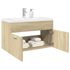 Sink Cabinet with Built-in Basin Engineered Wood 80 x 38.5 x 46 cm Sonoma oak without faucet