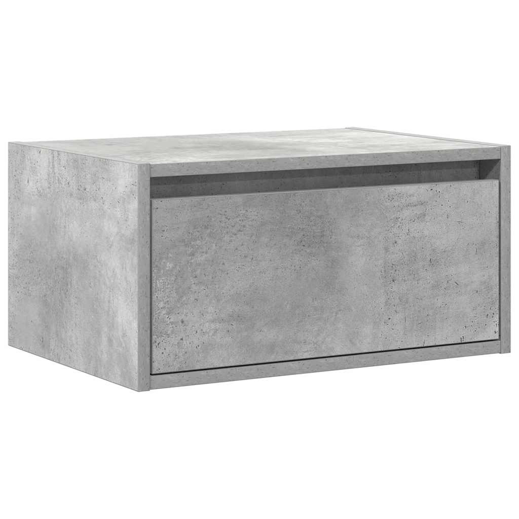 vidaXL Wall-mounted Bedside Cabinet with LED Lights Concrete Grey 4