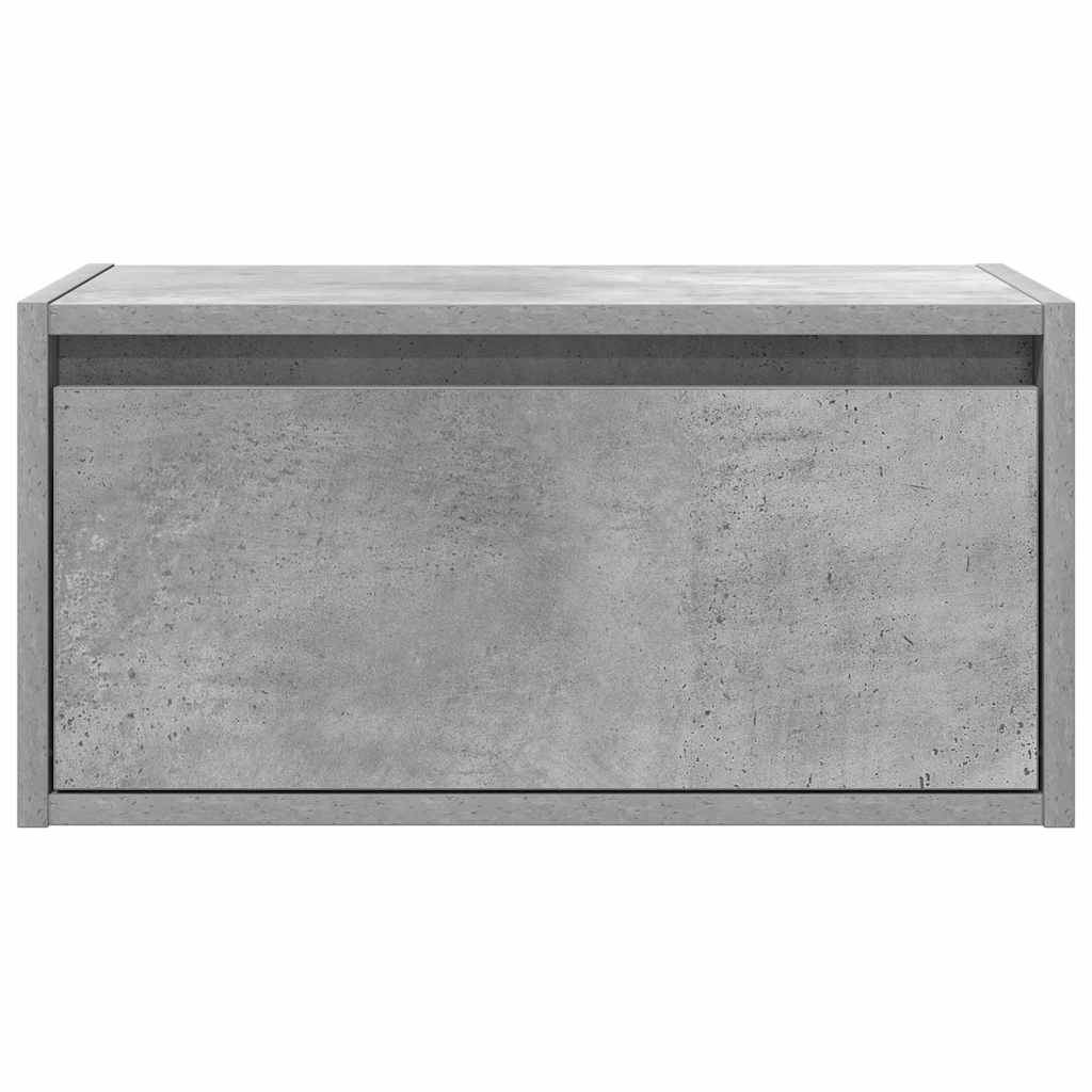 vidaXL Wall-mounted Bedside Cabinet with LED Lights Concrete Grey 5