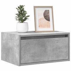 vidaXL Wall-mounted Bedside Cabinet with LED Lights Concrete Grey 1
