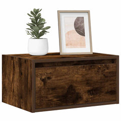vidaXL Wall-mounted Bedside Cabinet with LED Lights Smoked Oak 1