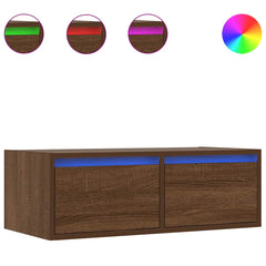 vidaXL TV Cabinet with LED Lights Brown Oak 75x35.5x25 cm 2