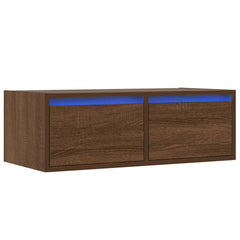 vidaXL TV Cabinet with LED Lights Brown Oak 75x35.5x25 cm 3