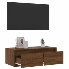 vidaXL TV Cabinet with LED Lights Brown Oak 75x35.5x25 cm 5