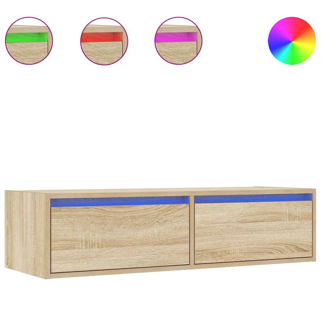 TV Cabinet with LED Lights 100X35,5x25 cm 1 Width 100 cm Sonoma oak