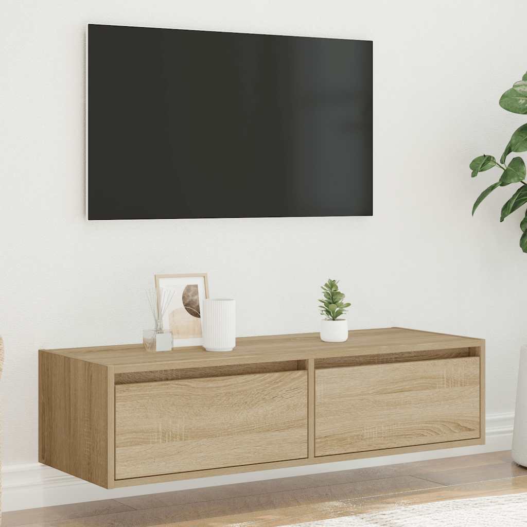 TV Cabinet with LED Lights 100X35,5x25 cm 1 Width 100 cm Sonoma oak