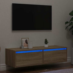 vidaXL TV Cabinet with LED Lights Sonoma Oak 100X35.5x25 cm 1