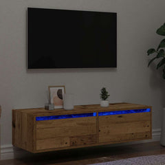 TV Cabinet with LED Lights 100X35,5x25 cm 1 Width 100 cm Old wood