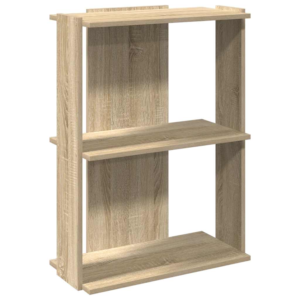 vidaXL Bookcase 3-Tier Sonoma Oak 60x30x80 cm Engineered Wood 2