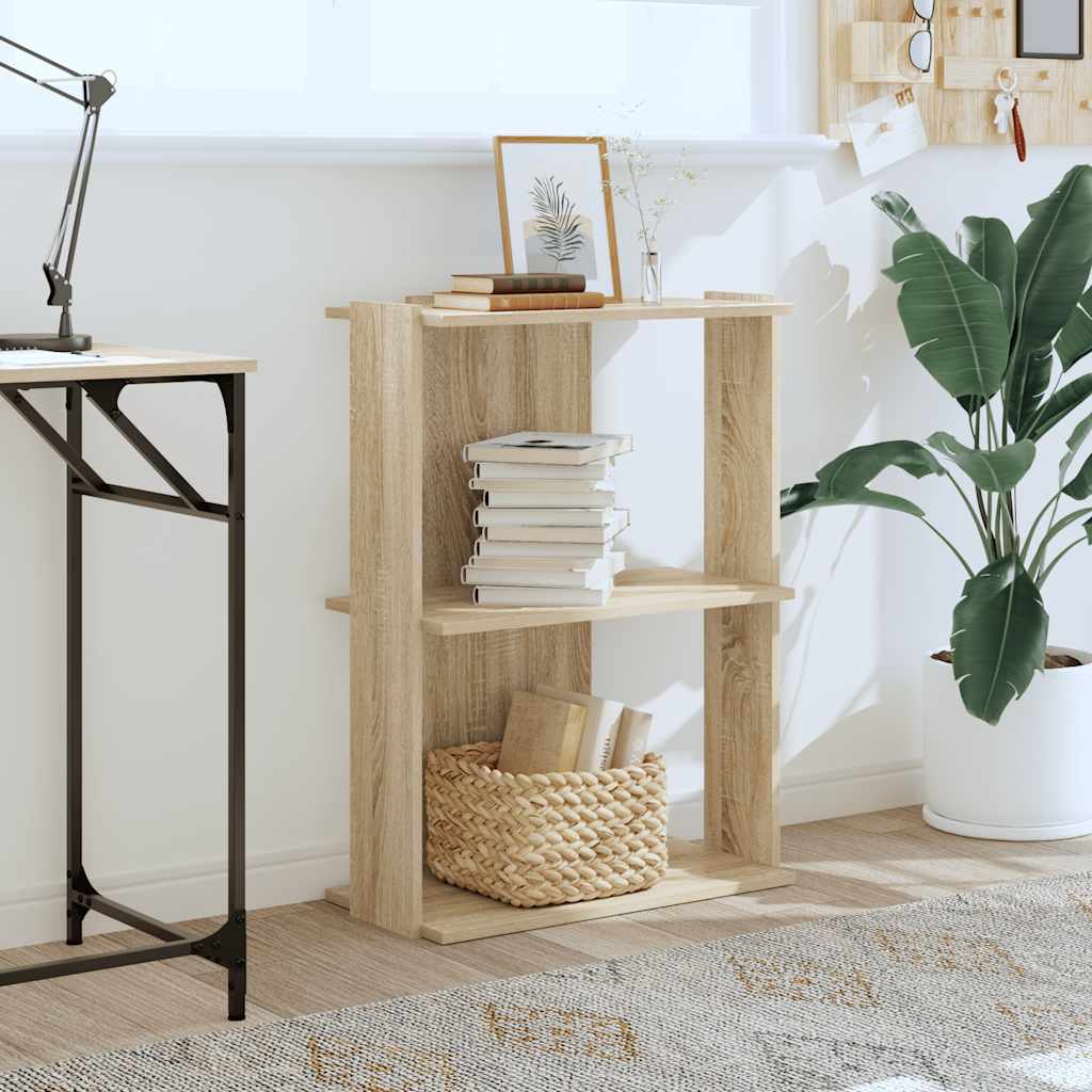 vidaXL Bookcase 3-Tier Sonoma Oak 60x30x80 cm Engineered Wood 3