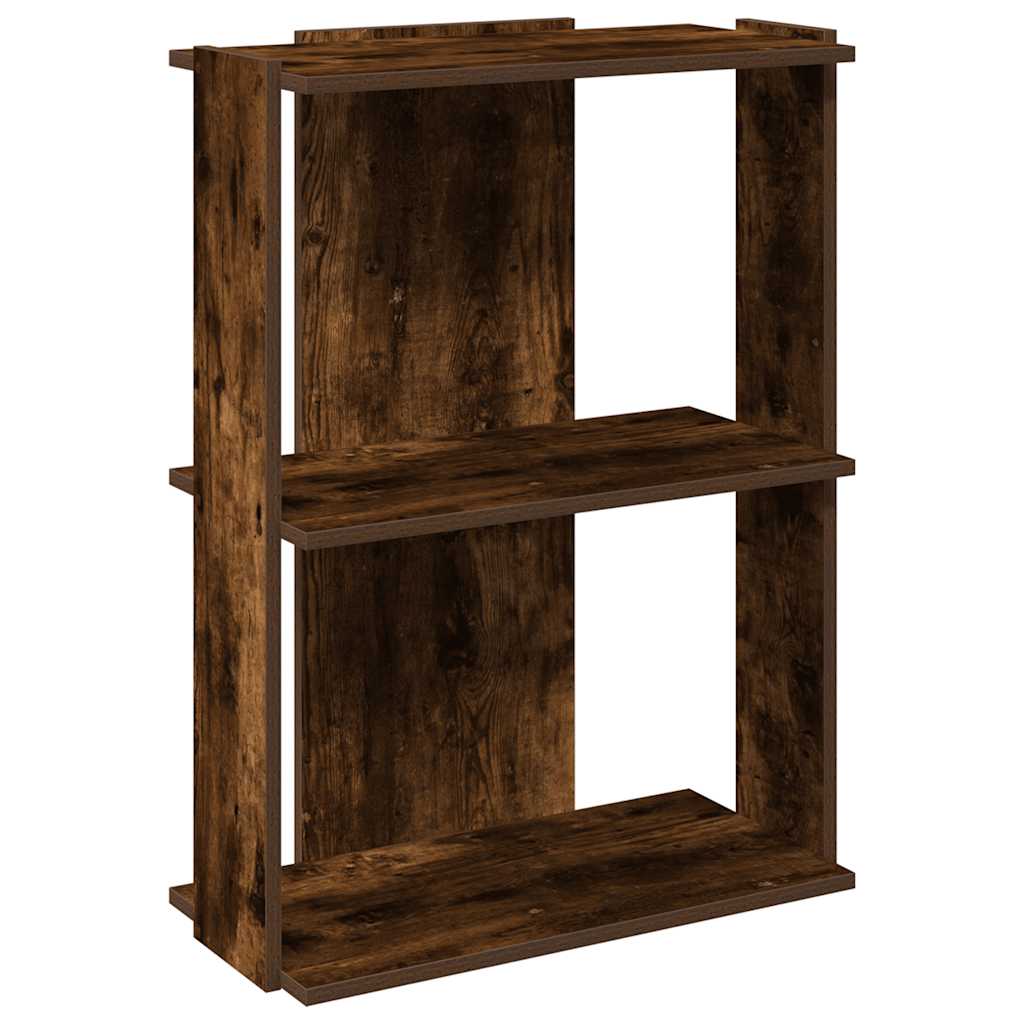vidaXL Bookcase 3-Tier Smoked Oak 60x30x80 cm Engineered Wood 2