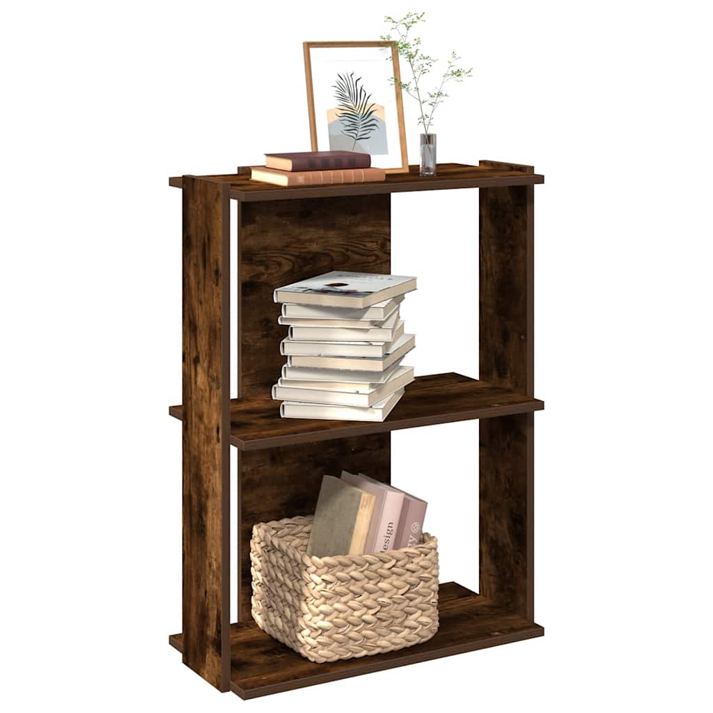 vidaXL Bookcase 3-Tier Smoked Oak 60x30x80 cm Engineered Wood 1