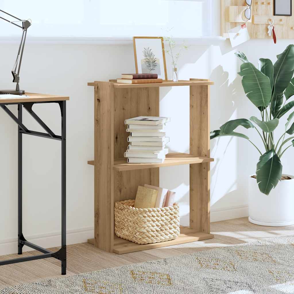 vidaXL Bookcase 3-Tier Artisan Oak 60x30x80 cm Engineered Wood 3