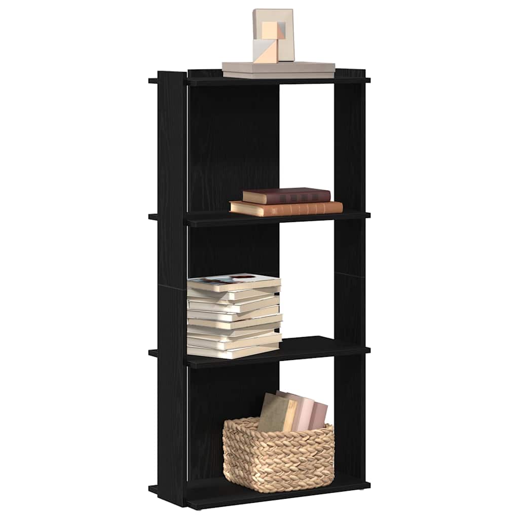 Bookcase 3-Tier Engineered Wood 60 x 30 x 120 cm Black