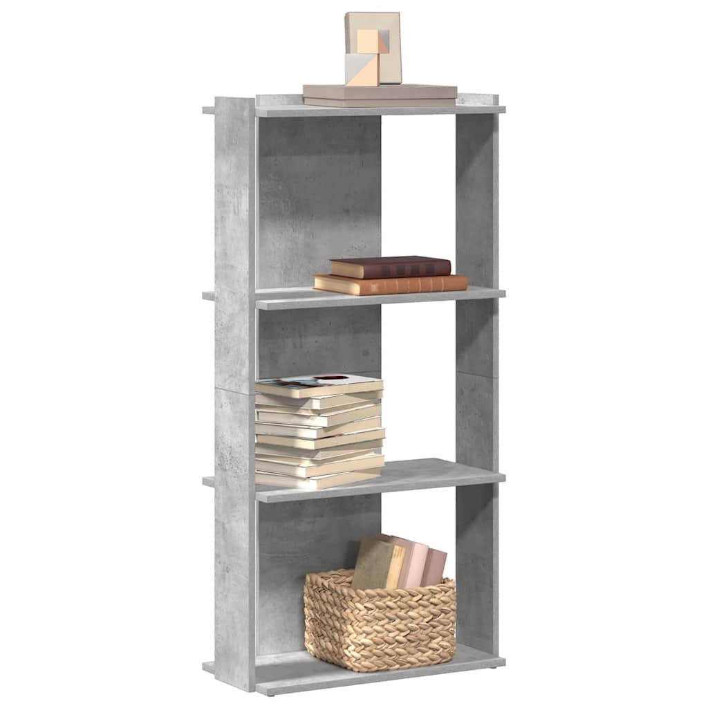 Bookcase 3-Tier Engineered Wood 60 x 30 x 120 cm Concrete grey
