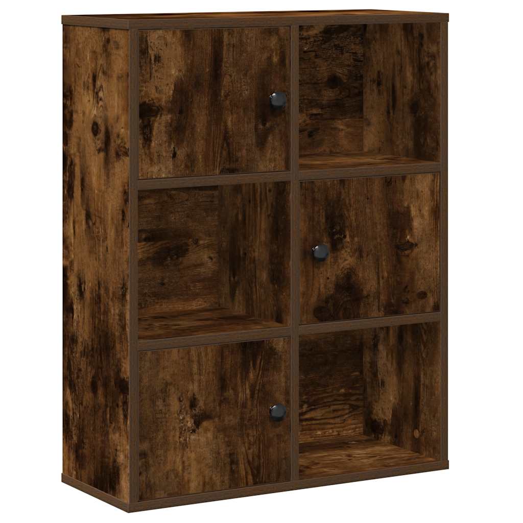 vidaXL Bookcase Smoked Oak 60x24x76.5 cm Engineered Wood 2