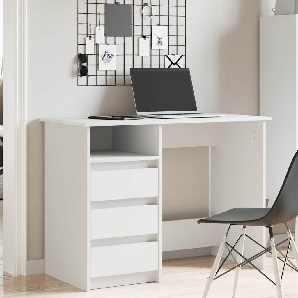 Desk 102x50x75 cm Engineered Wood White