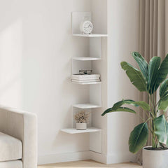 vidaXL Wall Corner Shelf White 32x32x127,5 cm Engineered Wood 3
