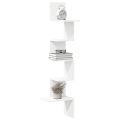 vidaXL Wall Corner Shelf White 32x32x127,5 cm Engineered Wood 1