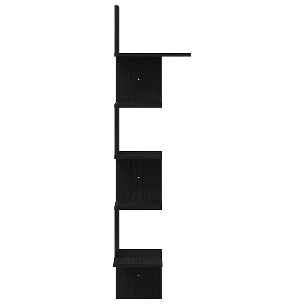 vidaXL Wall Corner Shelf Black 32x32x127,5 cm Engineered Wood 6