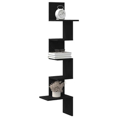 vidaXL Wall Corner Shelf Black 32x32x127,5 cm Engineered Wood 1