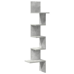 vidaXL Wall Corner Shelf Concrete Grey 32x32x127,5 cm Engineered Wood 2