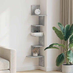 vidaXL Wall Corner Shelf Concrete Grey 32x32x127,5 cm Engineered Wood 3