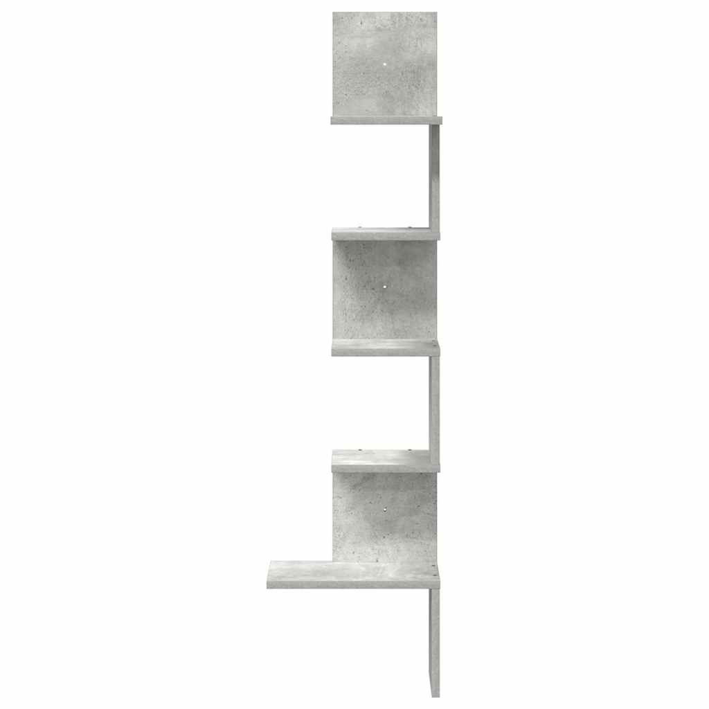 vidaXL Wall Corner Shelf Concrete Grey 32x32x127,5 cm Engineered Wood 4