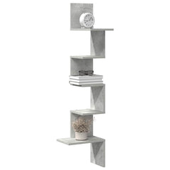 vidaXL Wall Corner Shelf Concrete Grey 32x32x127,5 cm Engineered Wood 1