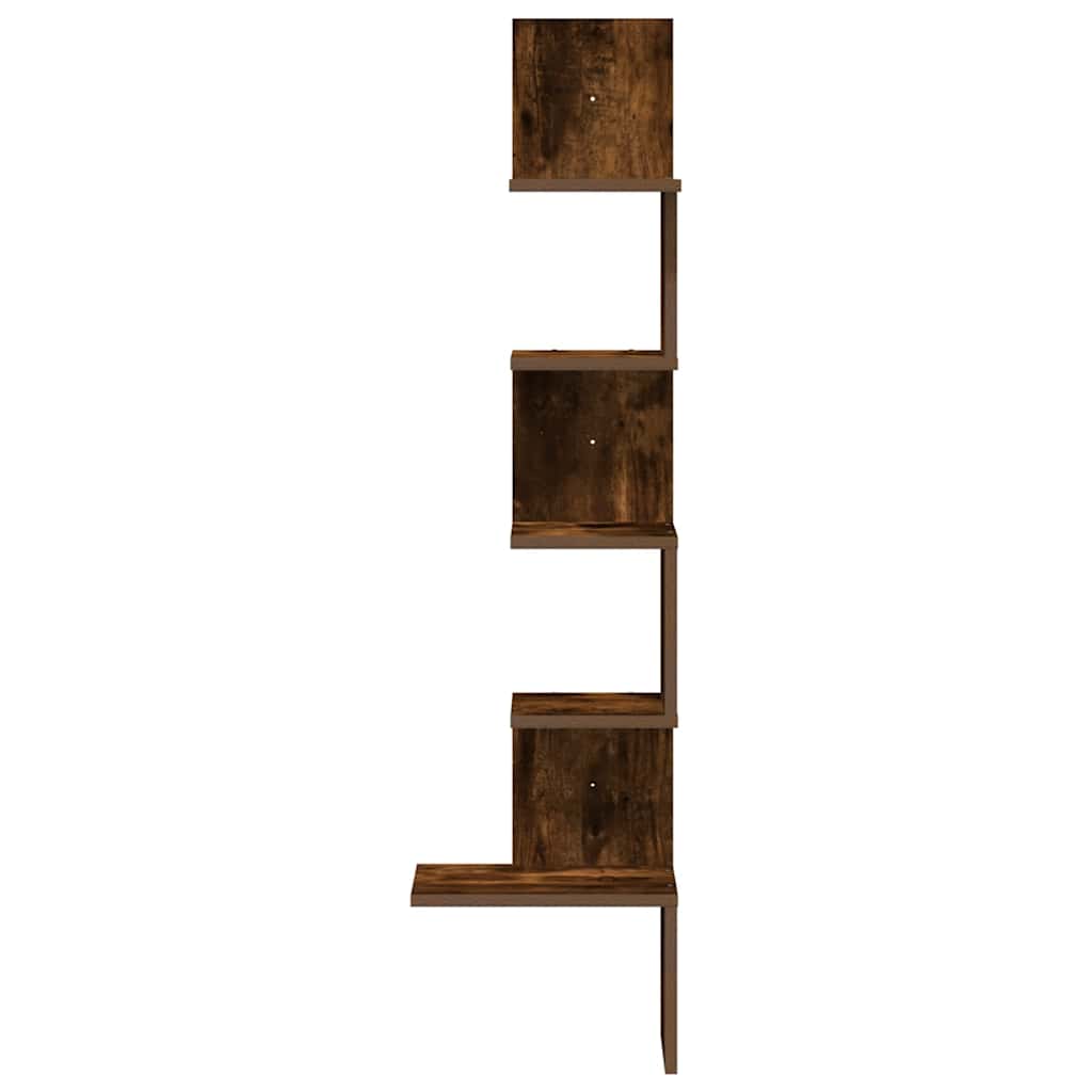 vidaXL Wall Corner Shelf Smoked Oak 32x32x127,5 cm Engineered Wood 4