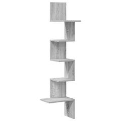 vidaXL Wall Corner Shelf Grey Sonoma 32x32x127,5 cm Engineered Wood 2