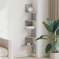 vidaXL Wall Corner Shelf Grey Sonoma 32x32x127,5 cm Engineered Wood 3